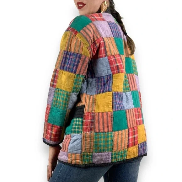 ❌SOLD❌90's patchwork color block cotton spring jacket by OSY - Picture 10 of 16